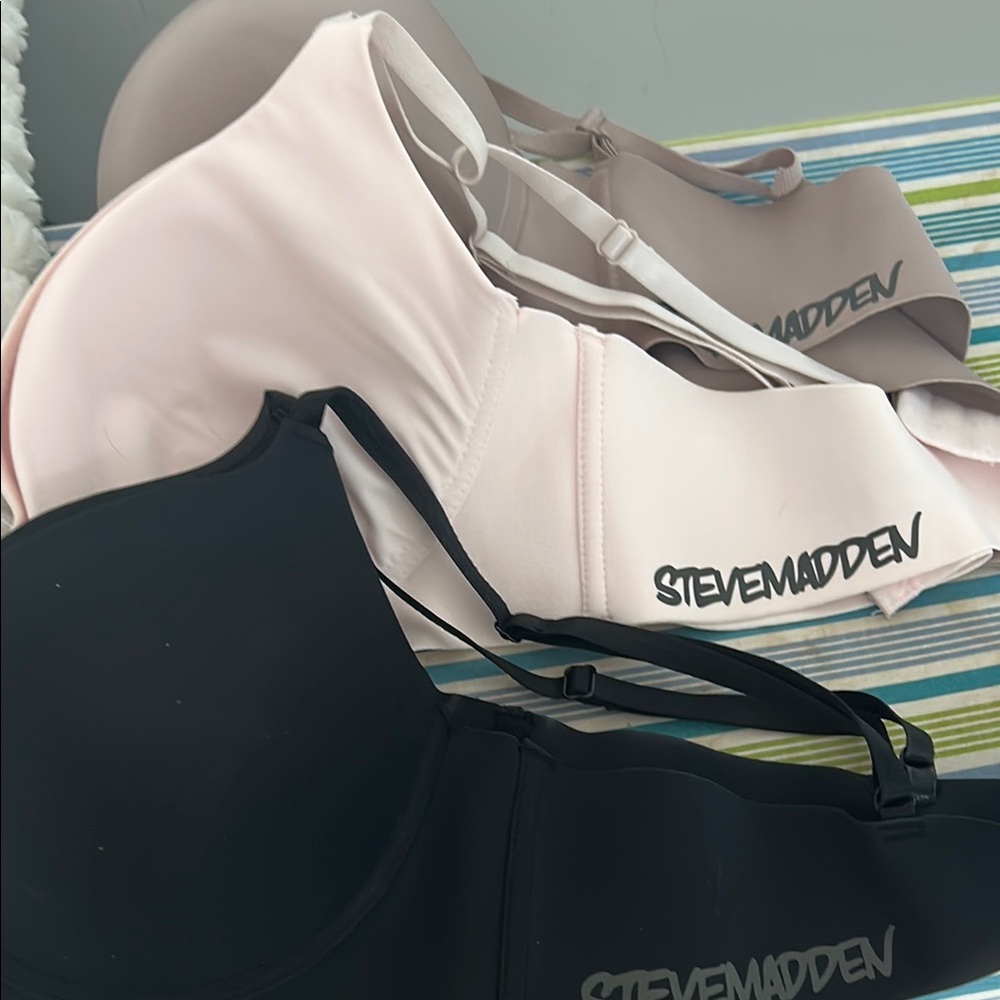 Steve Madden Pink and Black Bralette Set